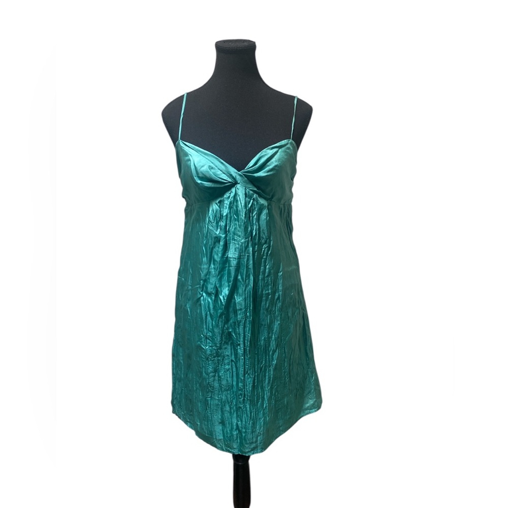 Ann Taylor Teal Silk Chemise Dress EUC 4
